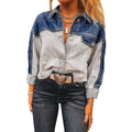 Women's loose fit denim coat with row of buckles front fastening in cotton fabric