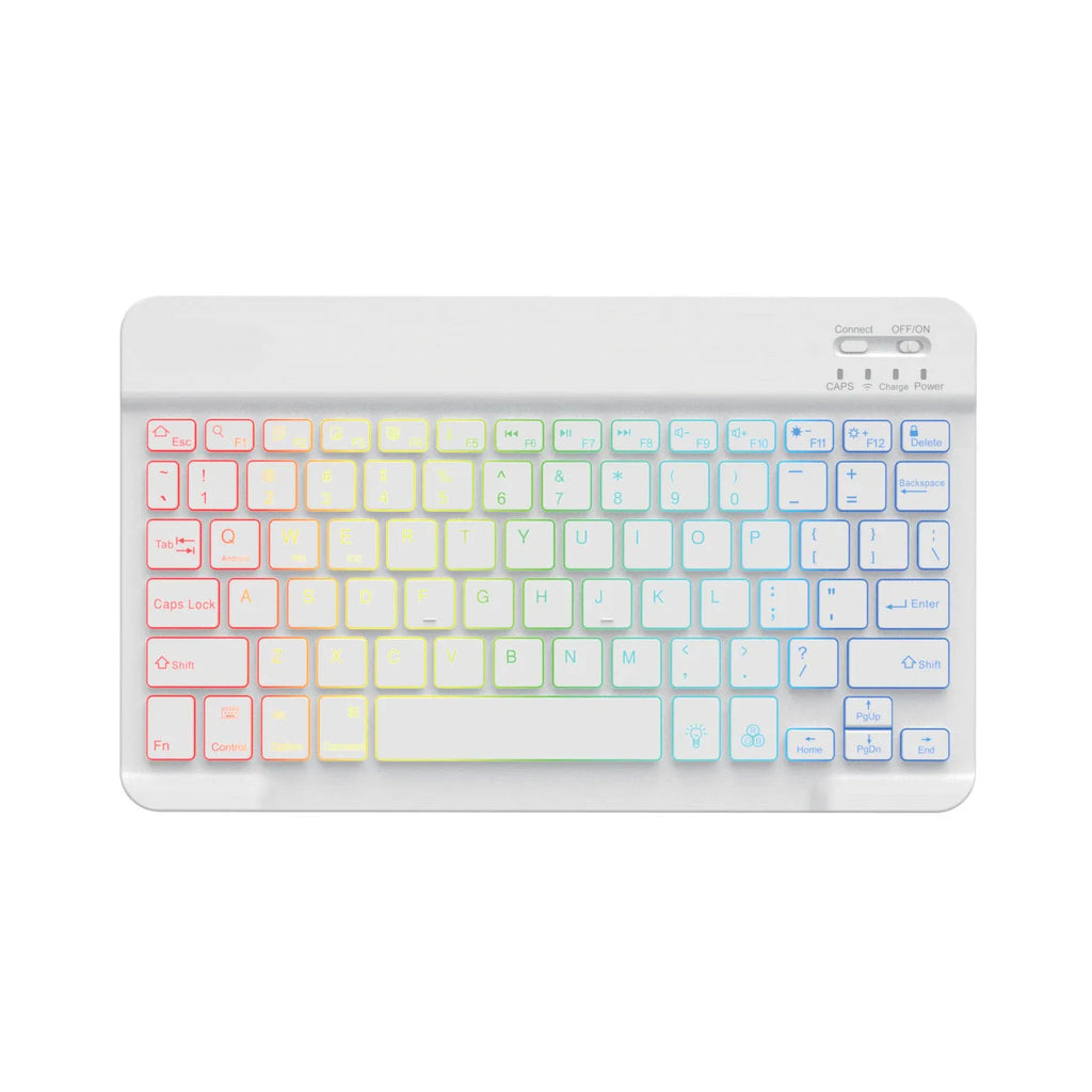 10-inch backlit Bluetooth wireless keyboard for tablets and mobile phones in various colour options