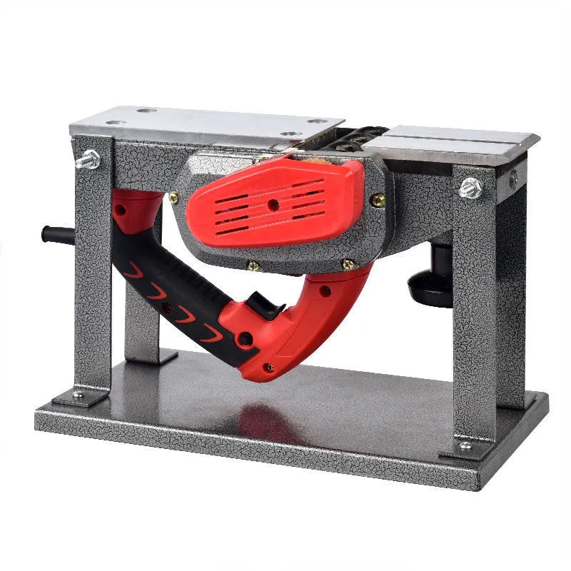 Red aluminium electric wood planer tool with 82mm cutting width on workbench