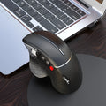 T32 Black and Silver wireless vertical ergonomic mouse with aluminium side roller on desk