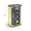 Transparent yellow power bank showing internal aluminium battery casing and 18650 lithium ion cells