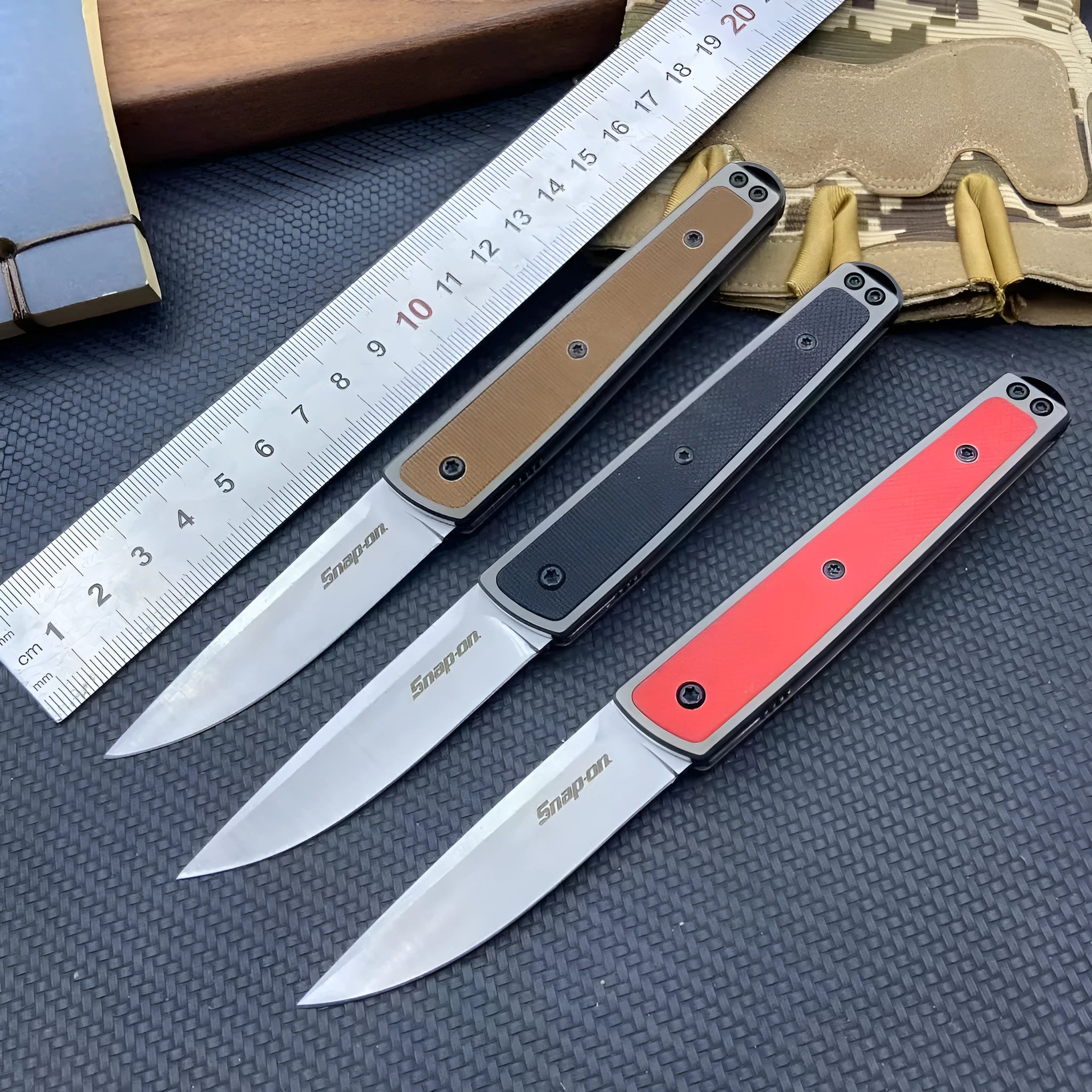 Folding fruit knife with stainless steel blade in open position showing 17cm length