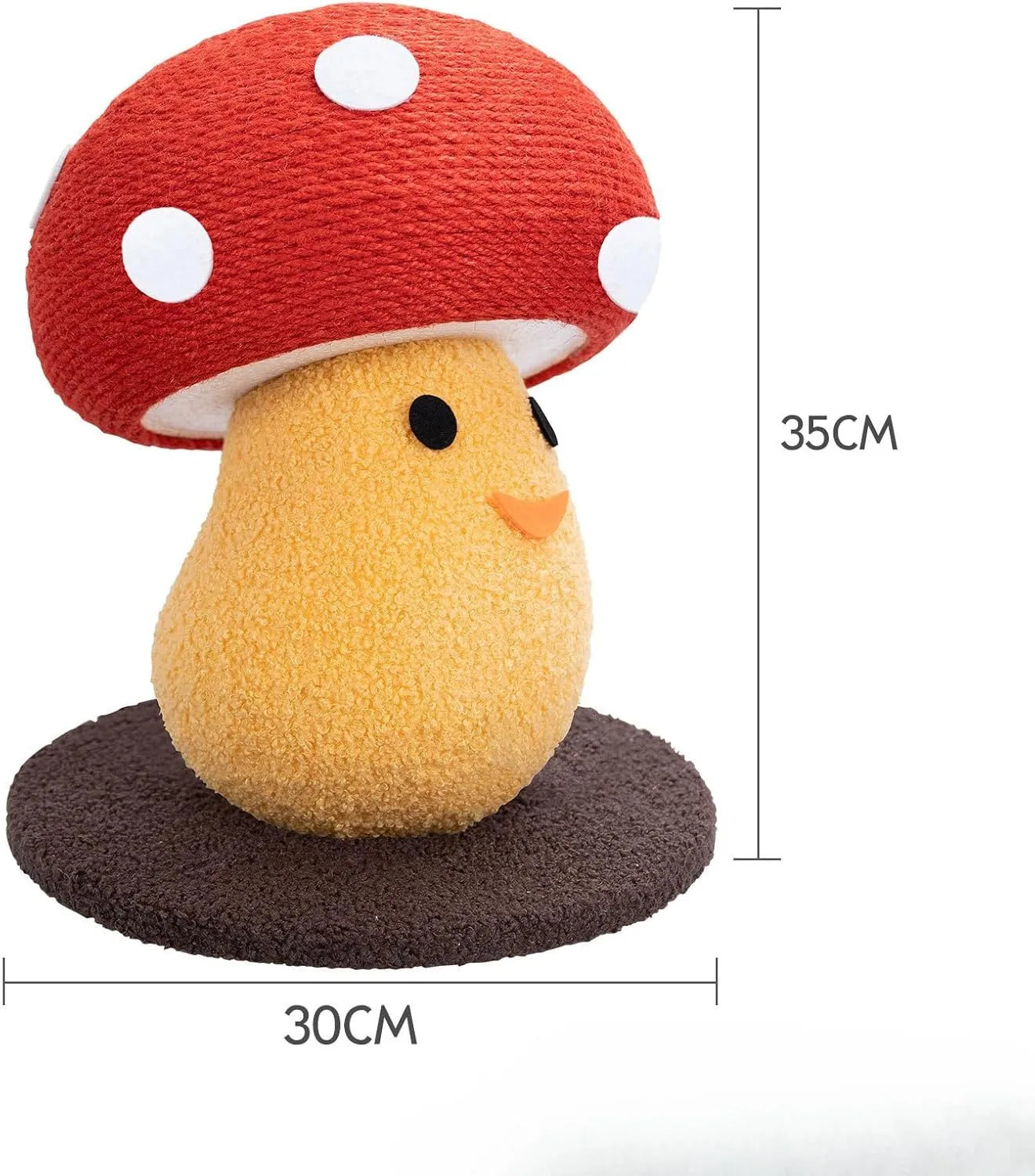 Foldable round mushroom-shaped cat scratcher lounge made from corrugated cardboard
