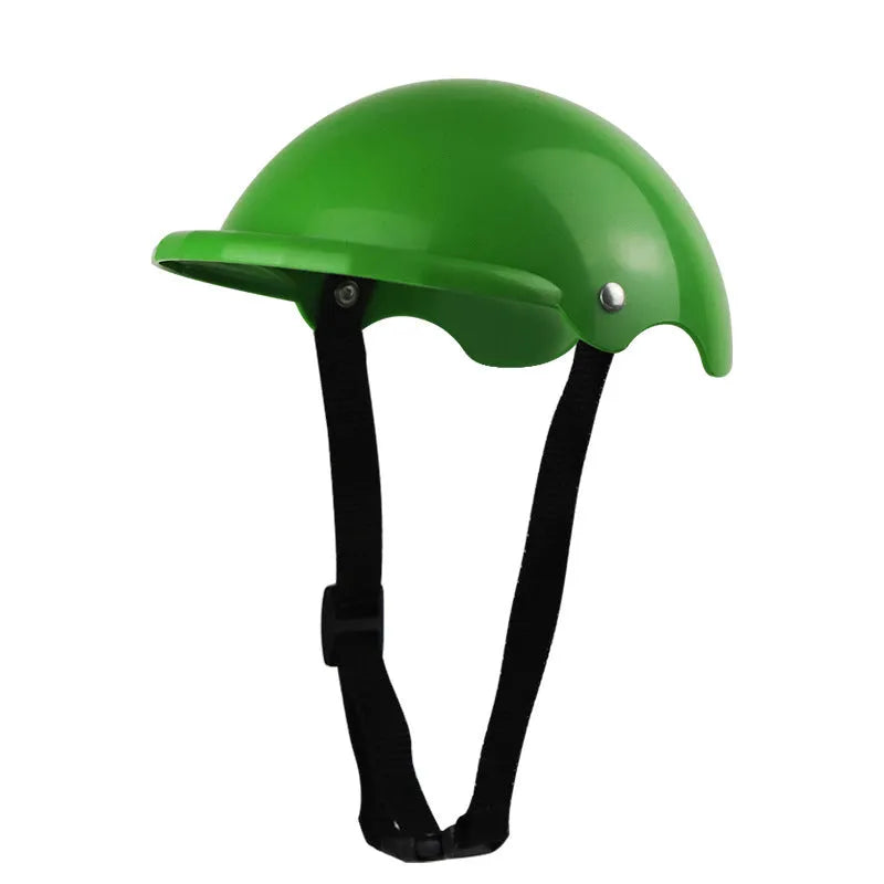 Small size S plastic pet helmet for dogs or cats shown in pink, black, yellow, and green colour options.