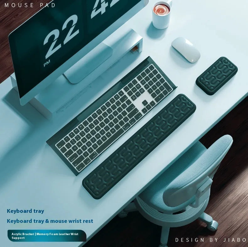 Double-sided keyboard and mouse pad with memory foam wrist rest in multiple colour options