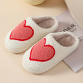 Women's plush cartoon love style home slippers with PVC non-slip soles in five colour options