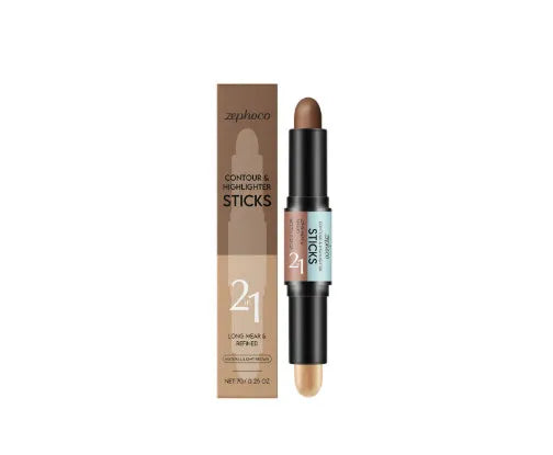 A 2-in-1 dual-tip makeup outline highlighter pencil for eyebrows and lips in three colour options.