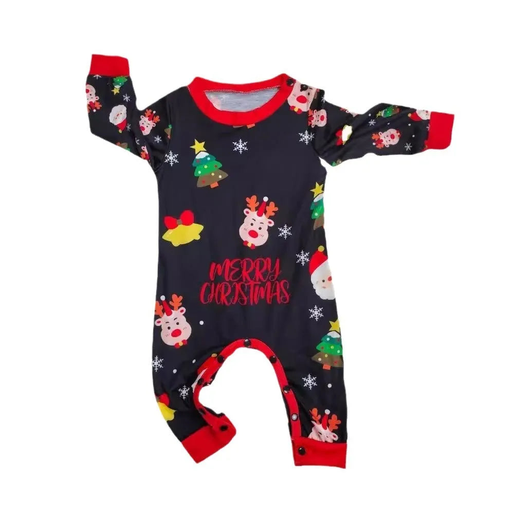 Family matching Christmas pyjamas set in red plaid print for adults, children, baby and dog