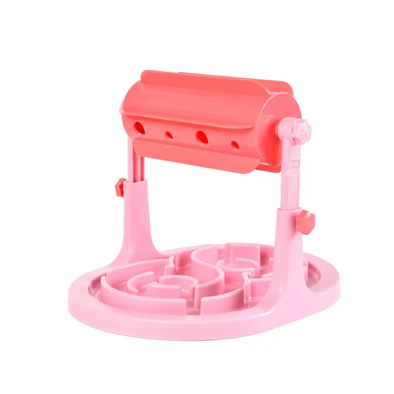 Blue interactive pet puzzle feeder toy with adjustable height for dogs and cats