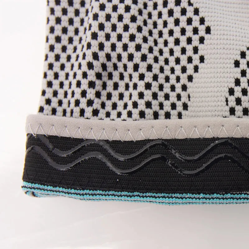 Sky blue elastic fibre knee pad for running and basketball sports.