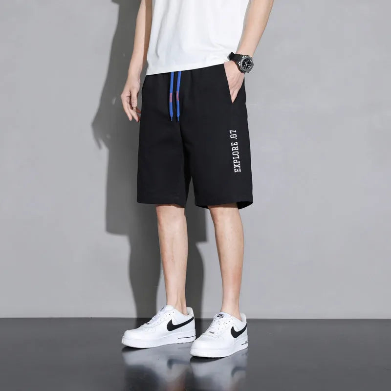 Cotton shorts for boys in plus sizes, shown in black, khaki, and white colours.