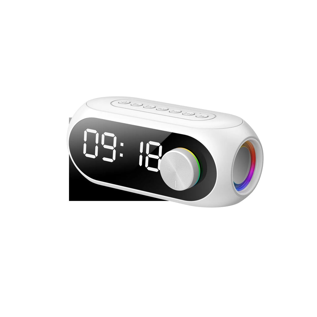 Extra bass portable mini clock household speaker in S8 Black, S8 White, or S8 Blue colour options
