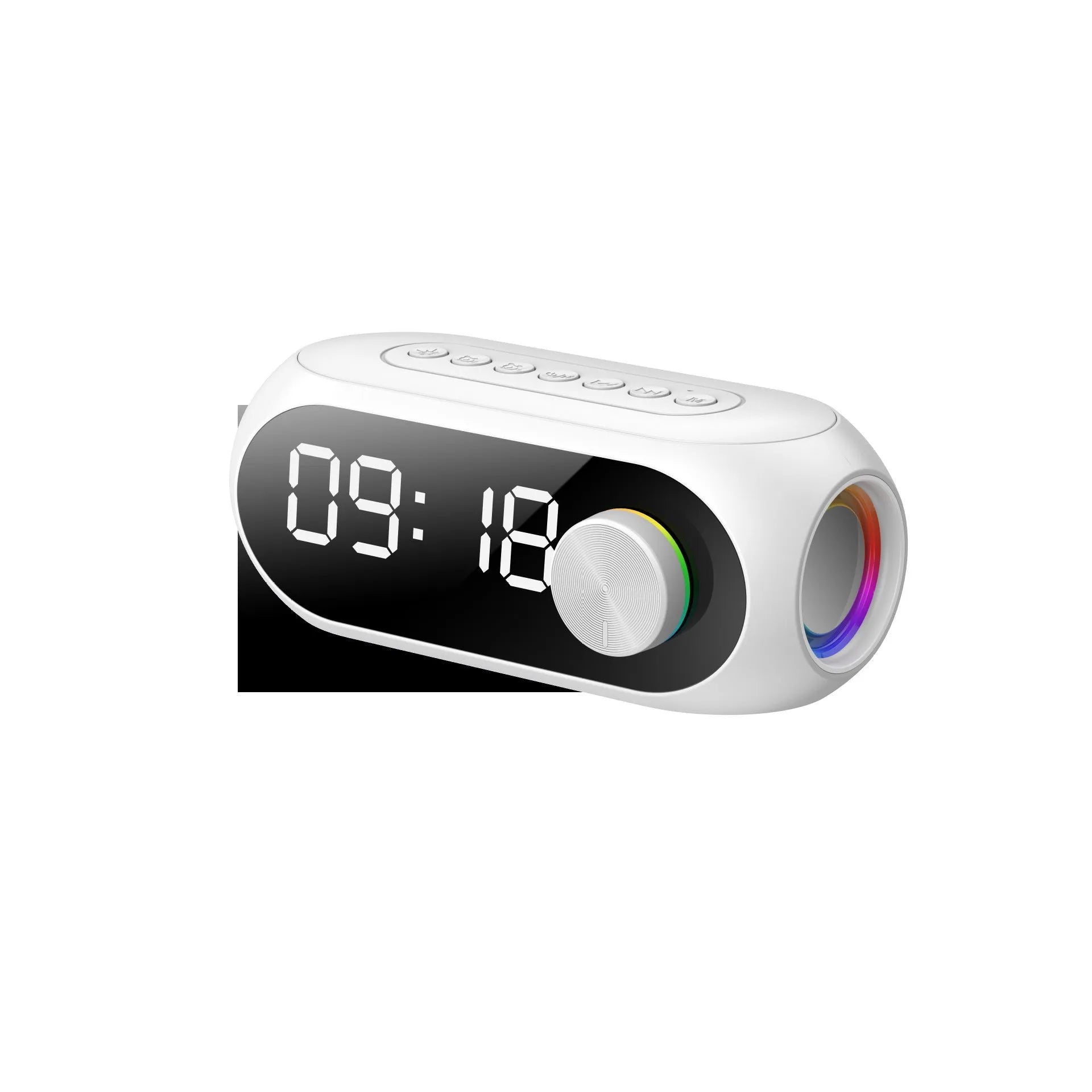 Extra bass portable mini clock household speaker in S8 Black, S8 White, or S8 Blue colour options