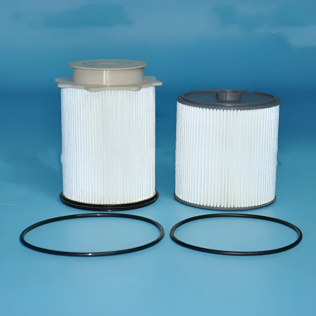 White diesel fuel filter and oil-water separator kit for RAM 1500, 2500, 3500, 5500 trucks.
