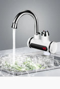 White 3000W instant electric water heater tap with digital temperature display and EU US plug options