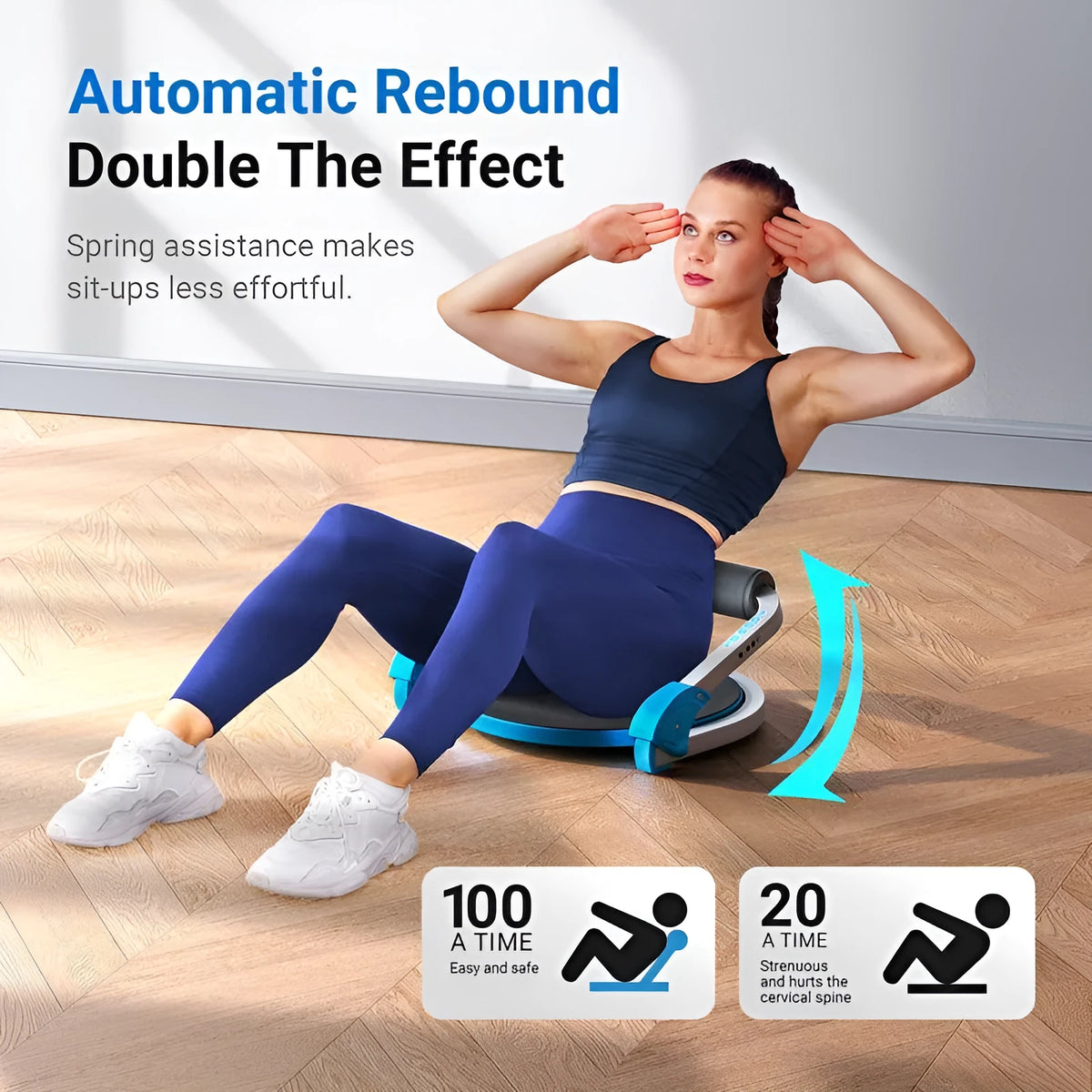 Mini abdominal fitness device in sky blue and red colours for home and office workouts