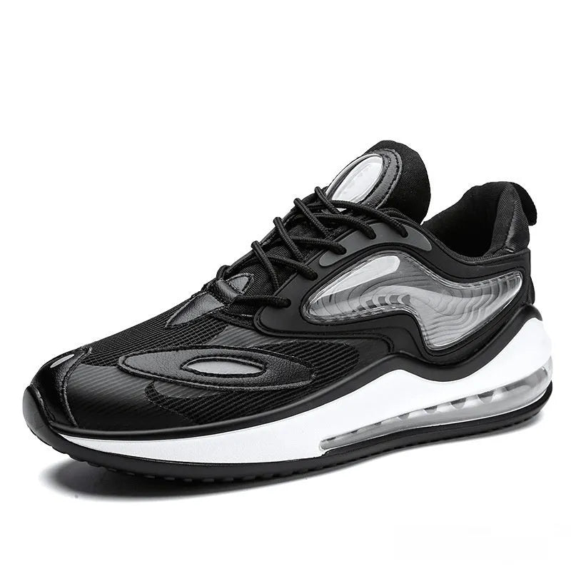 Men's summer air cushion trainers in Space Black with height-increasing design and rubber sole