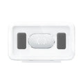 Waterproof plastic phone holder for shower with touch screen in black, pink, or white mounted on bathroom tile