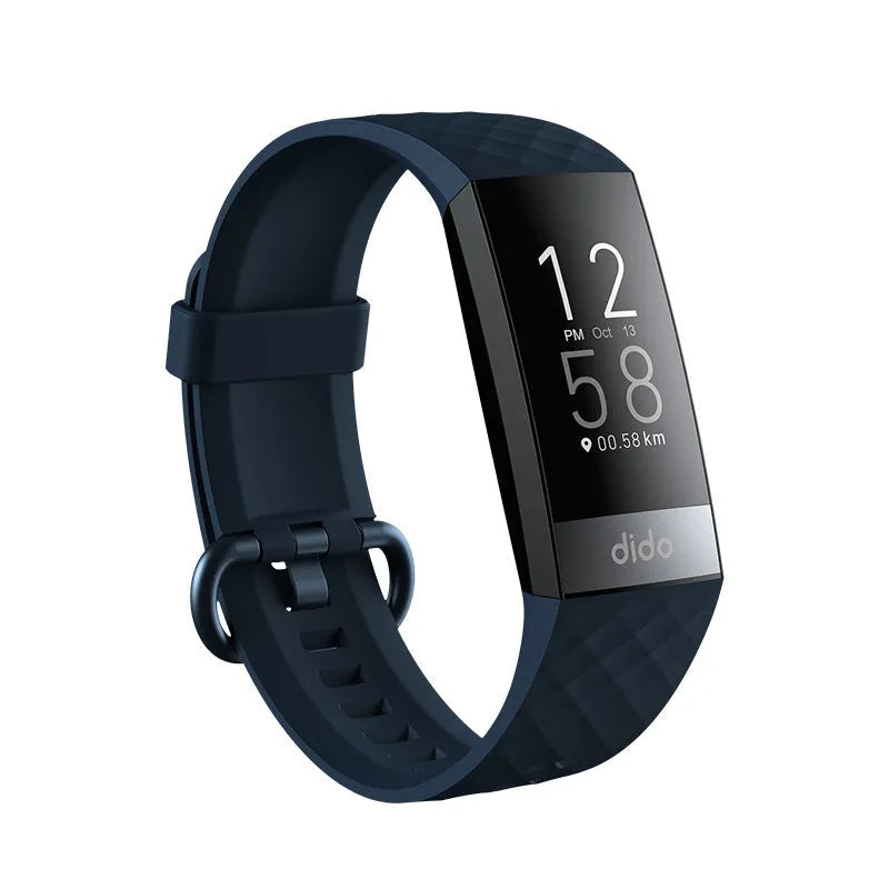 Black smart watch with ECG, blood pressure, and blood oxygen monitoring on a wrist.