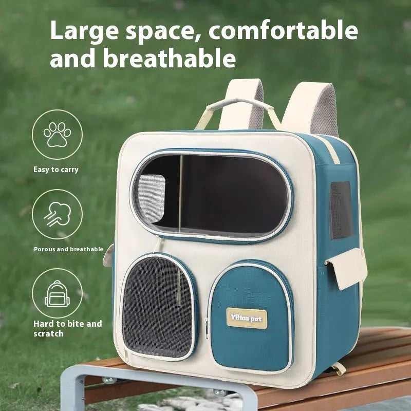 Foldable nylon pet trolley bag with pull rod, medium hard body, 18 capacity, solid colour