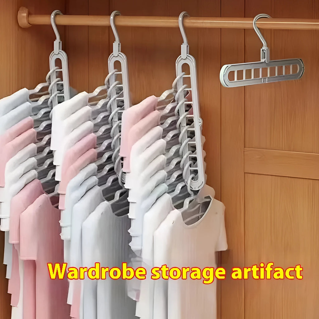 Green nine-hole plastic folding pant rack hanger for trousers and skirts