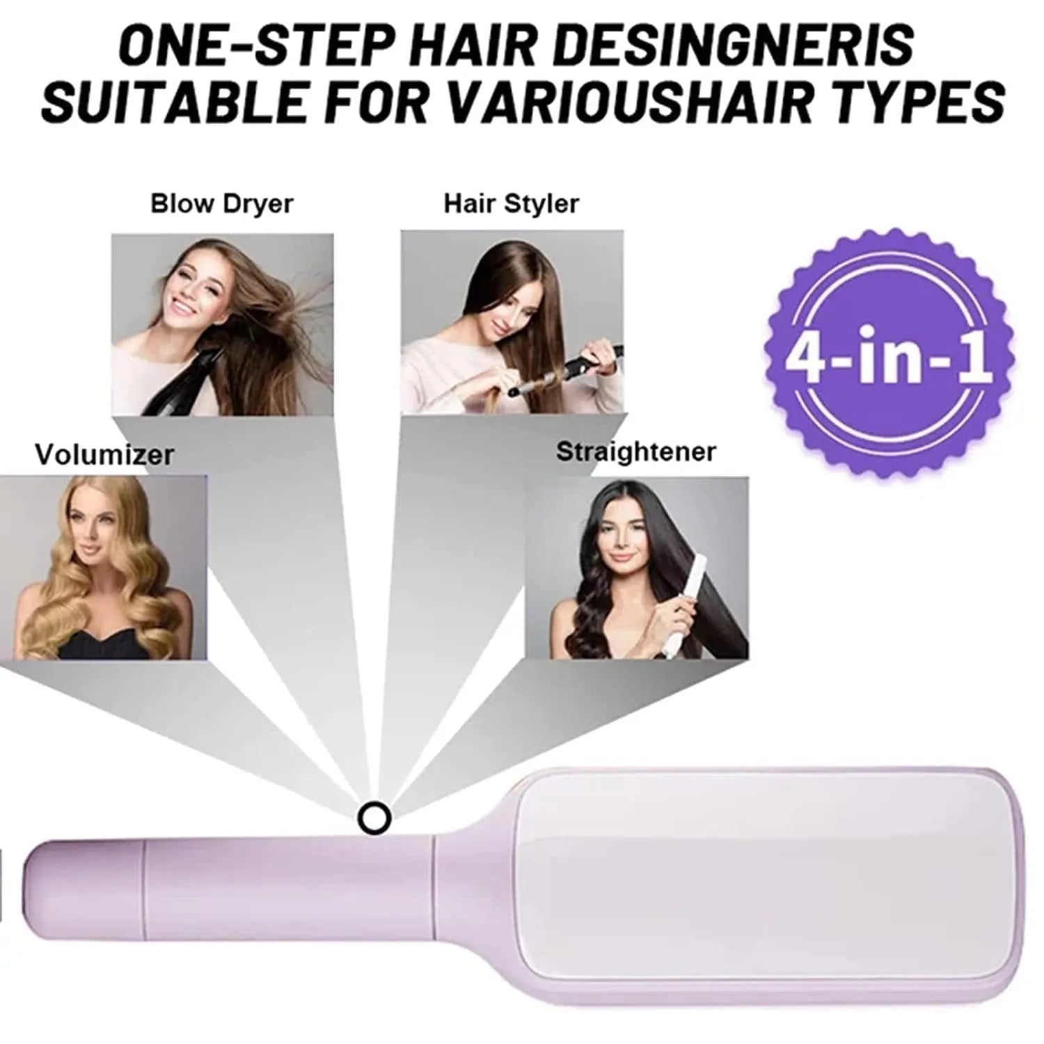Roland purple self cleaning hair brush with rotating handle and anti-static bristles