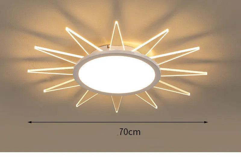 Round aluminium LED ceiling lamp with remote control in four size options for modern interiors