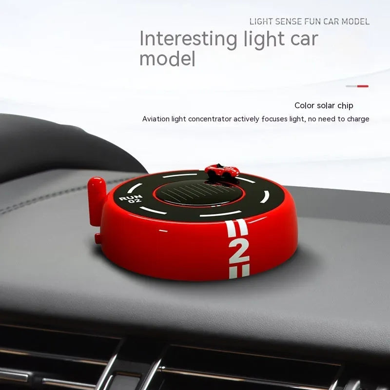 Round solar car perfume diffuser with USB charging port in black colour