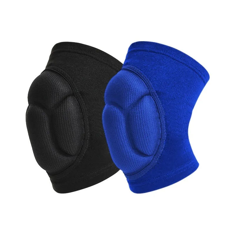 Black and blue dance kneepad with thick sponge protection for sports activities