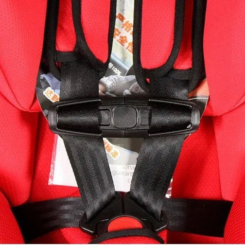 Black nylon PA66 buckle for child safety seat 5-point harness measuring 14.5 by 4 centimetres
