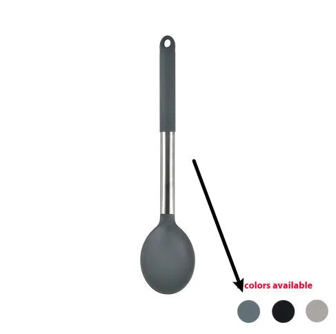 12 piece silicone kitchenware set with rotating storage bucket including ladle spatula and food clip in black