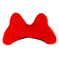 Soft plush decorative bow for motorcycle and ski helmets in red or pink.