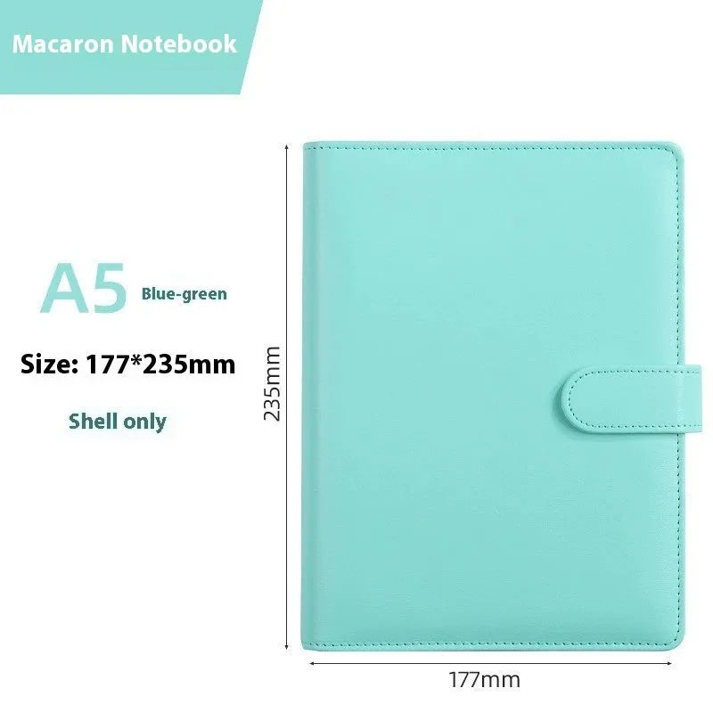 A5 solid colour PU leather notebook shell with zipper closure shown in pink