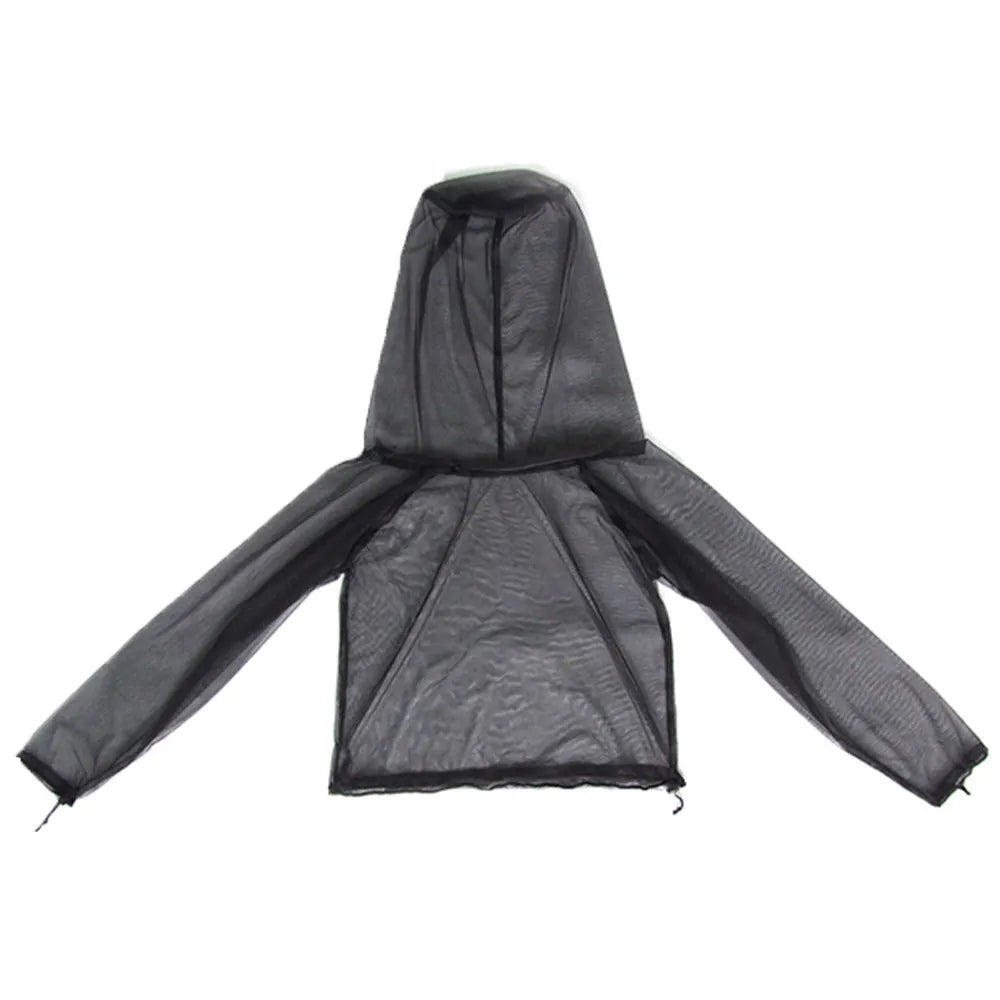 Four-piece anti mosquito suit set with hooded top, trousers and booties for outdoor protection