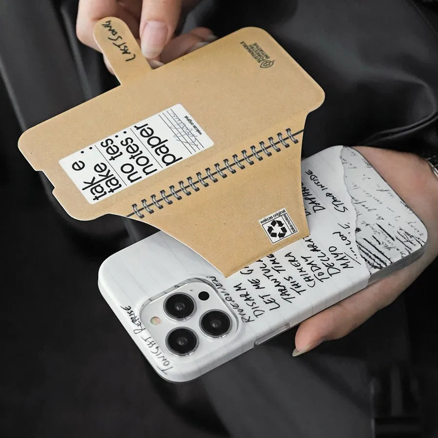 Minimalist flip stand iPhone case in kraft paper textured book case colour with TPU fall protection