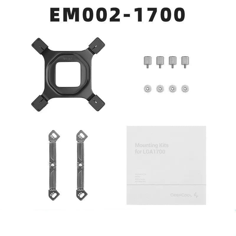 LGA1700 CPU cooler mounting kit with five style options and cleaning alcohol bag