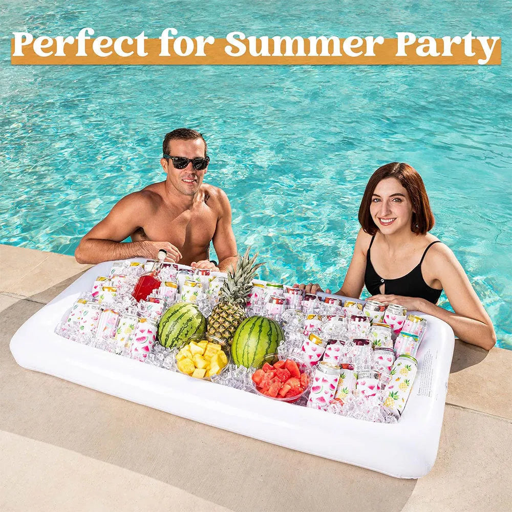 Inflatable ice bar with cup holders and beer steins bucket for party gatherings