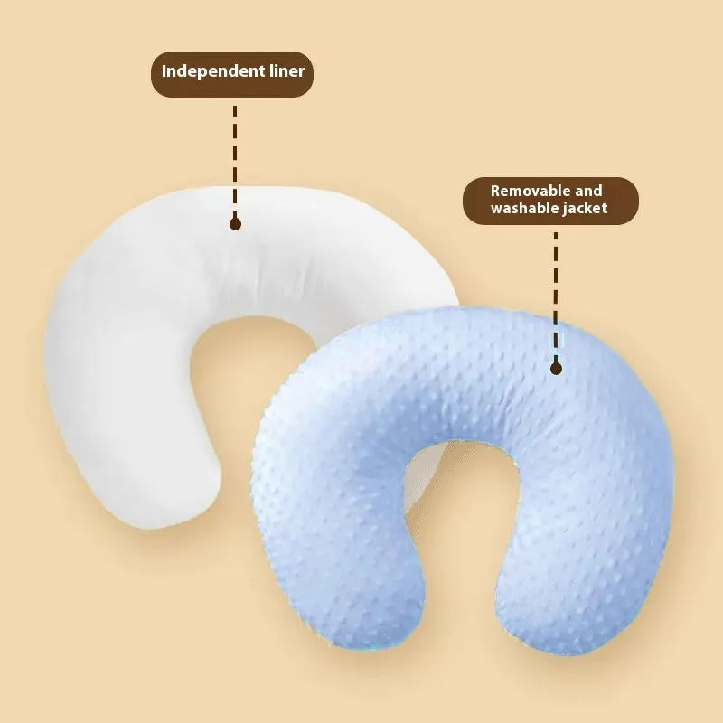 Nursing pillow with removable pillowcase for breastfeeding support and milk spilt prevention