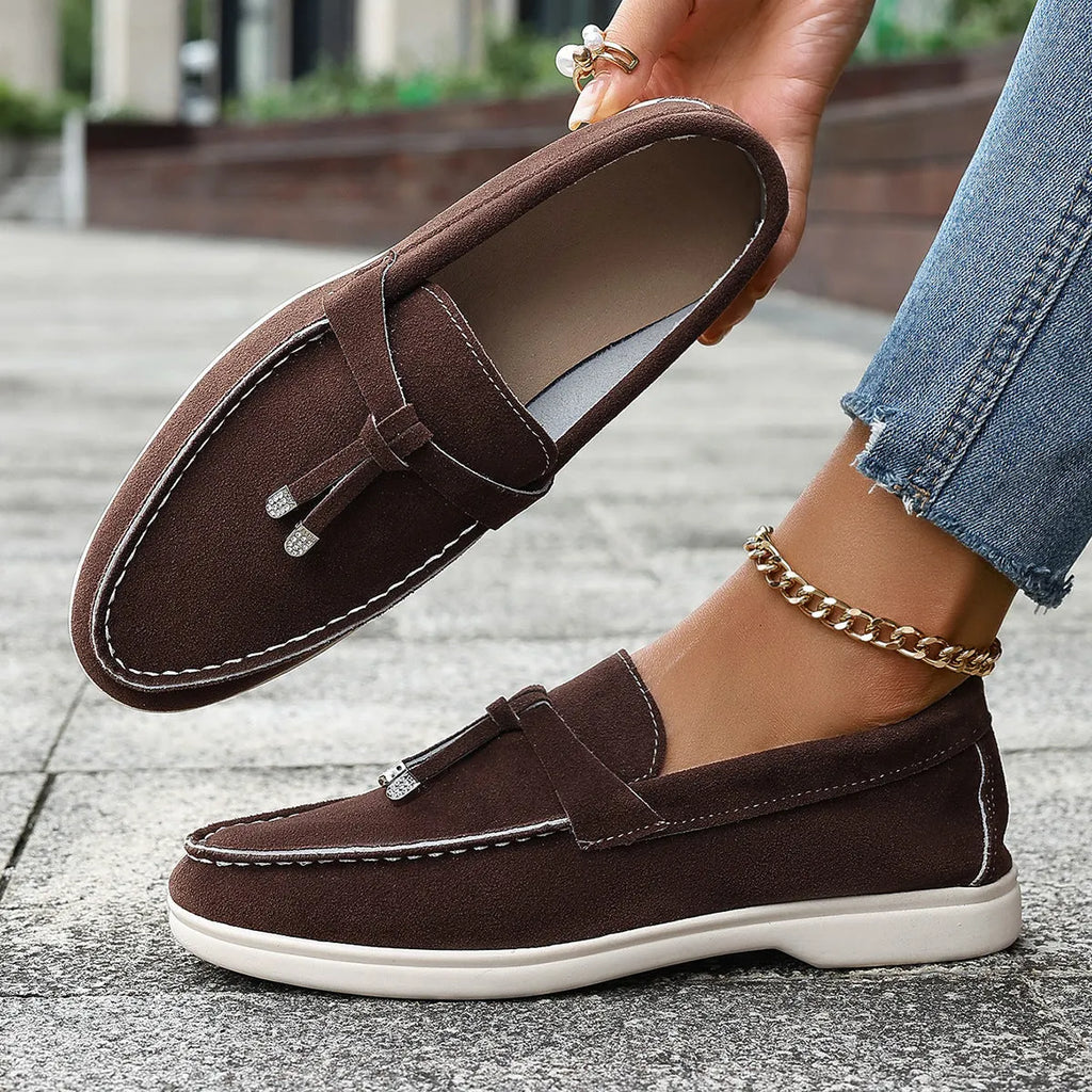 Casual canvas slip-on loafers with Gommino rubber soles in black colour