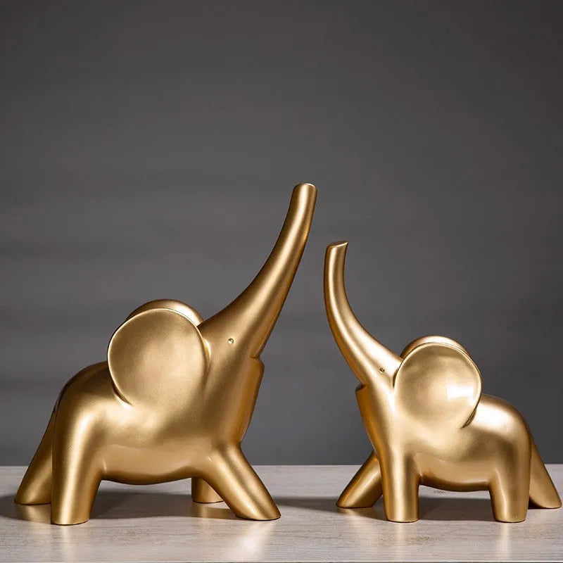 Resin elephant ornament in modern style with rose gold or white finish