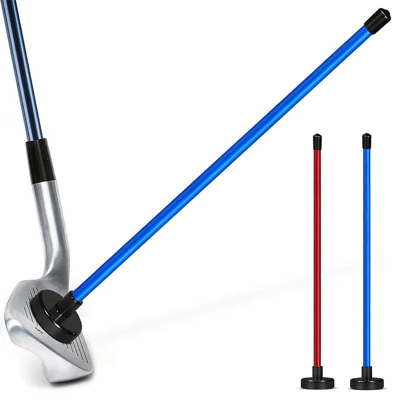 Red magnetic direction baseball bar golf alignment swing trainer on practice mat
