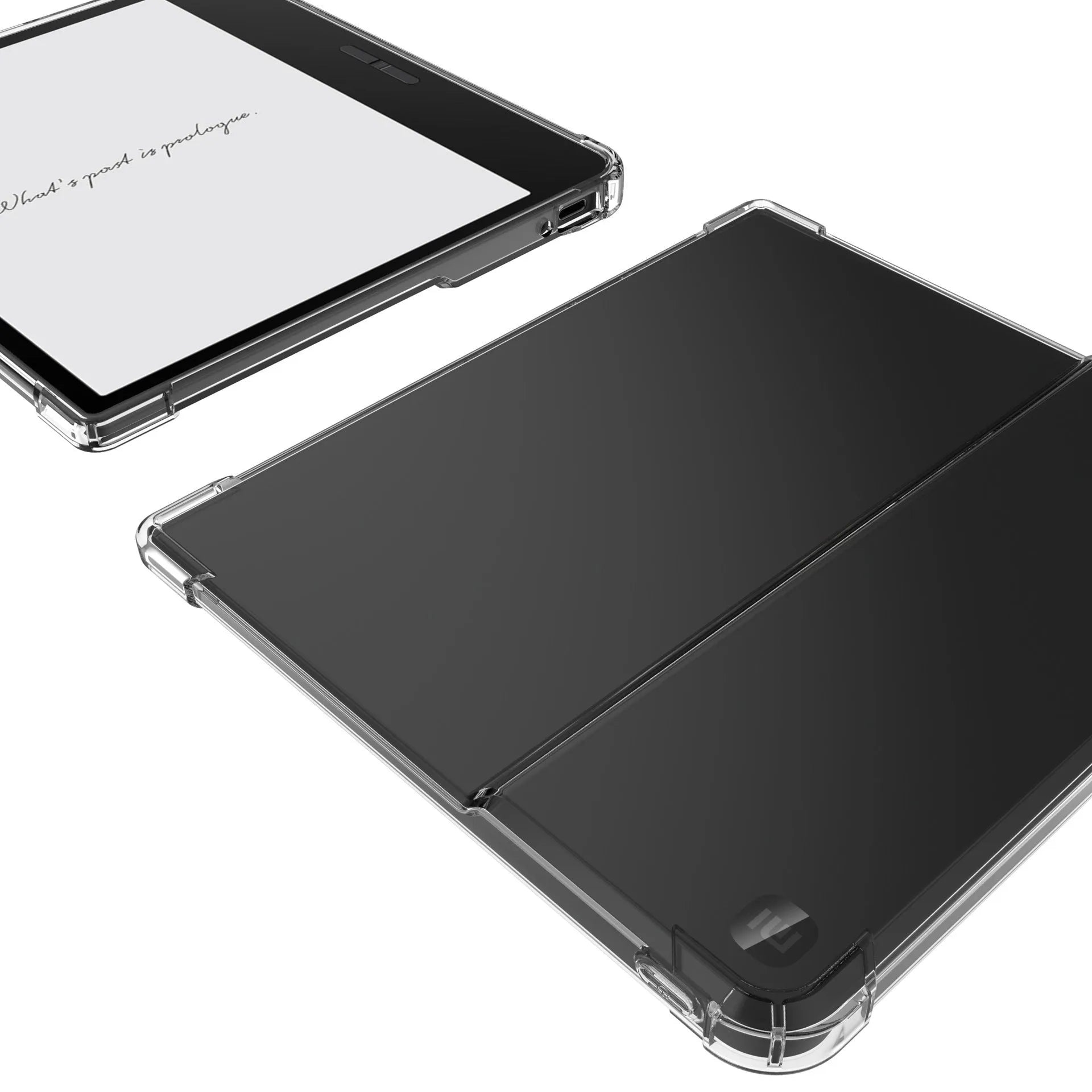 Transparent airbag protective phone case for a Xiaomi e-book on a white background.