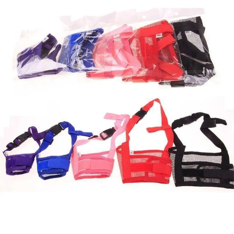 Adjustable plastic dog muzzle in multiple colours and sizes for safety and training