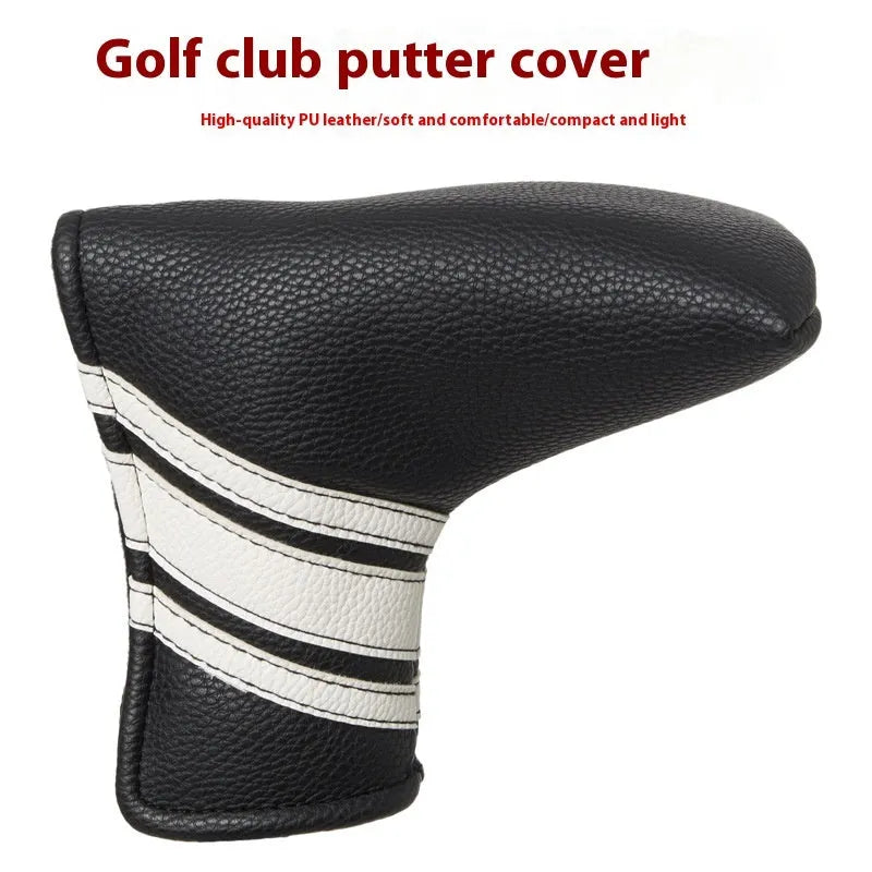 Black PU leather golf club head cover push rod case for driver woods irons protection
