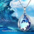 Moonstone blue heart-shaped alloy pendant necklace for women on chain