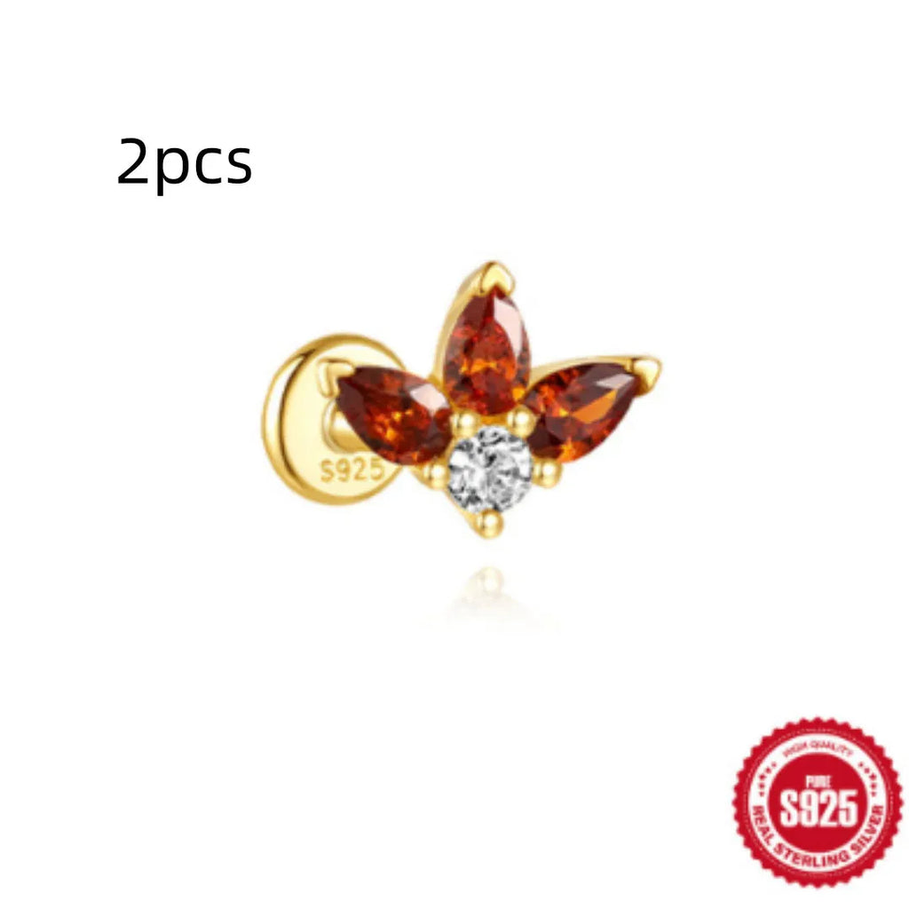 S925 sterling silver water drop earring with flat spiral post and gold electroplated finish.