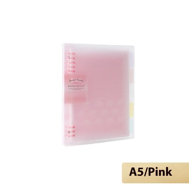 Refillable B5 spiral notebook with coloured PP cover and loose-leaf paper