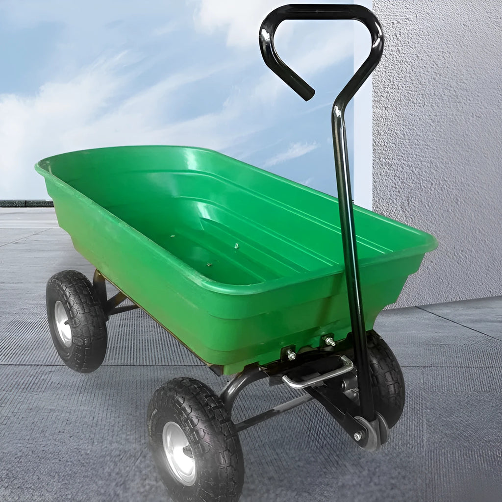 Green four-wheel plastic dumptruck model TC2145 with steel PP construction