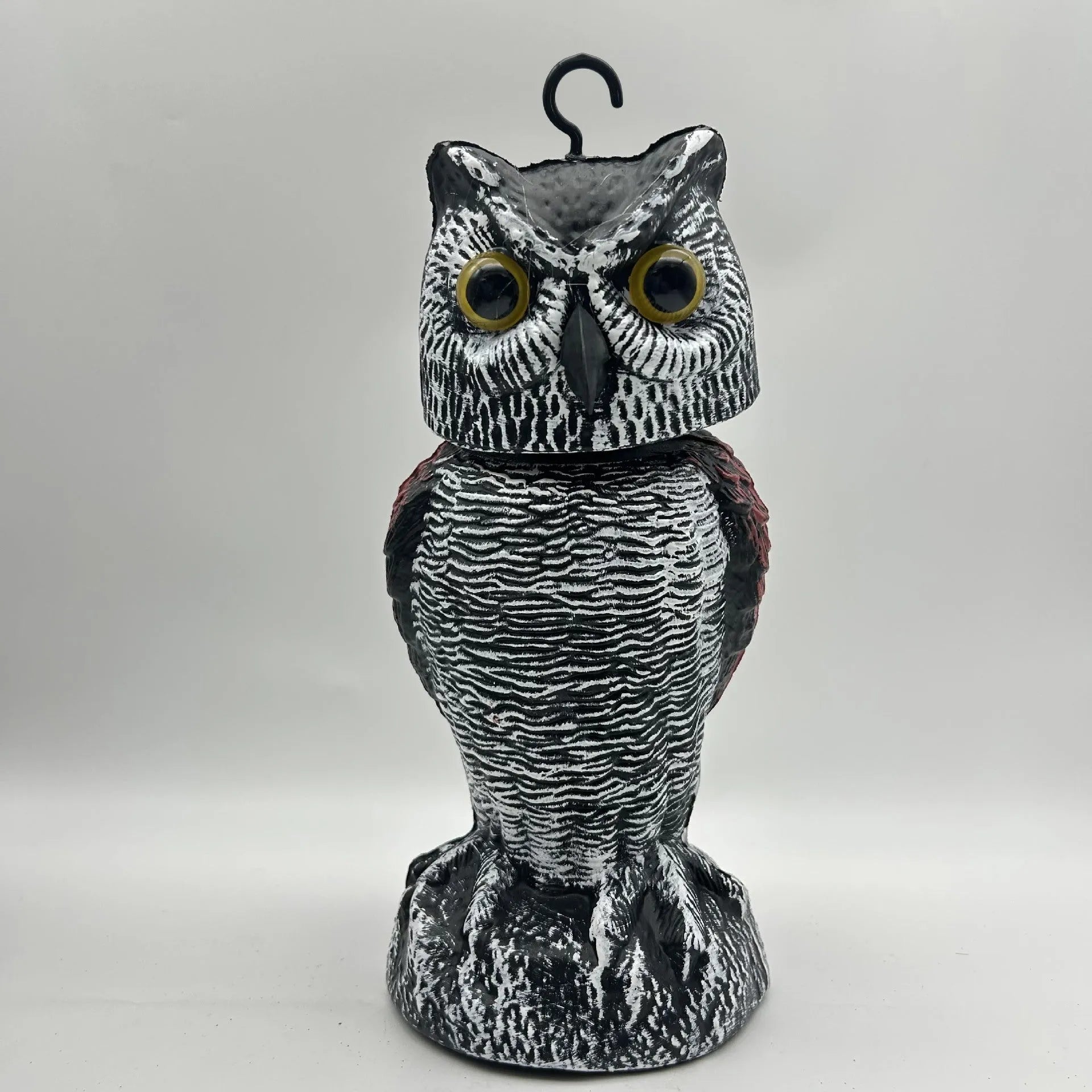 Artificial owl scarecrow bird deterrent ornament made from PE material with realistic casting details