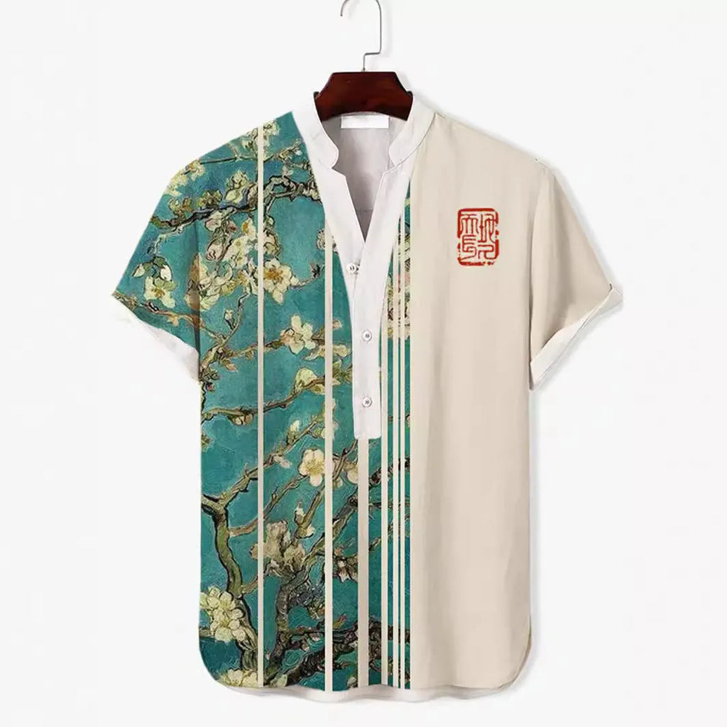 Men's grey short sleeve t-shirt featuring a vibrant 3D digital tiger graphic print on the front.